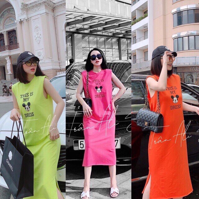 váy suông sát nách in đầu mickey 5 màu hot hit kèm ảnh thật | BigBuy360 - bigbuy360.vn