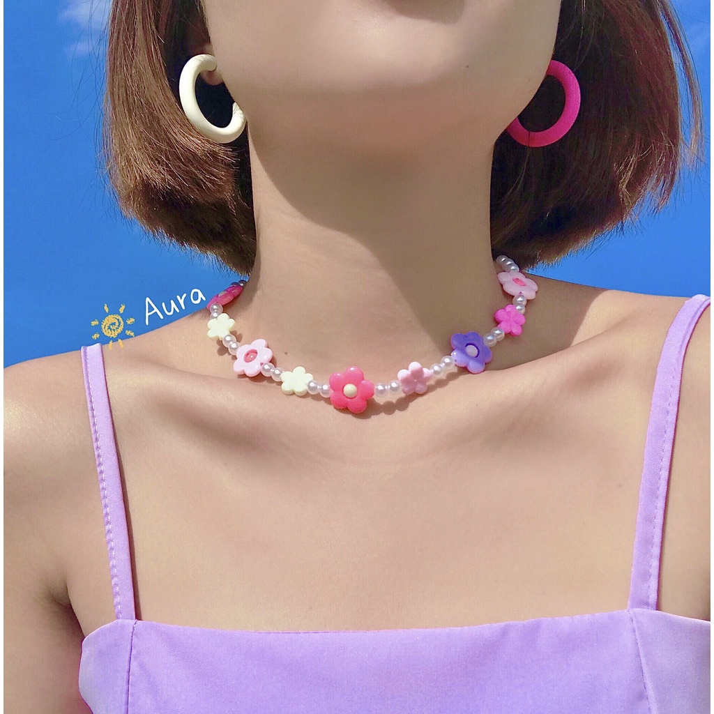 Vòng cổ Lilac Bloom Pastel Handmade Aura