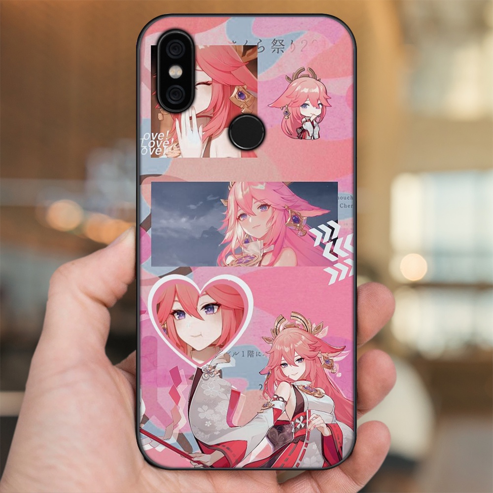 Ốp lưng Xiaomi Mi A2, Redmi 6X viền đen in hình Yae Miko Genshin Impact