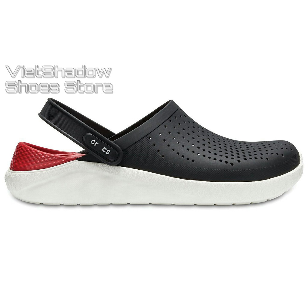 Dép bít đầu - Sục nhựa LITERIDE - Chất liệu nhựa PVC kết hợp EVA siêu nhẹ, không thấm - Màu đen lót đỏ