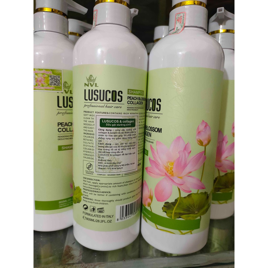 Dầu Gội Xả Lusucos Phục Hồi Nuôi Dưỡng Hương Hoa Sen Hương Mát Nhẹ Nhàng 800ml