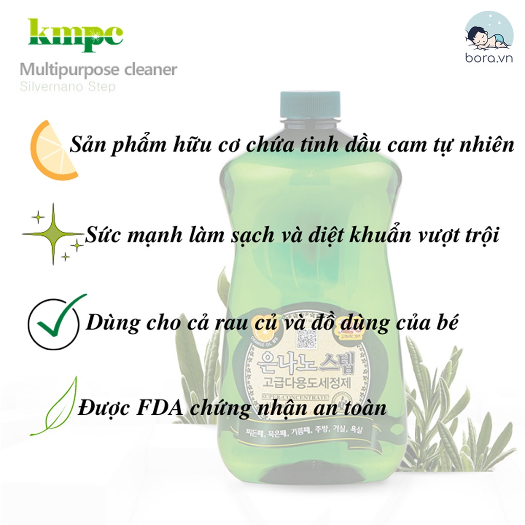 Nước rửa chén bát, rau củ, đồ chơi cho bé Silver Nano Step Hàn Quốc 1100ml