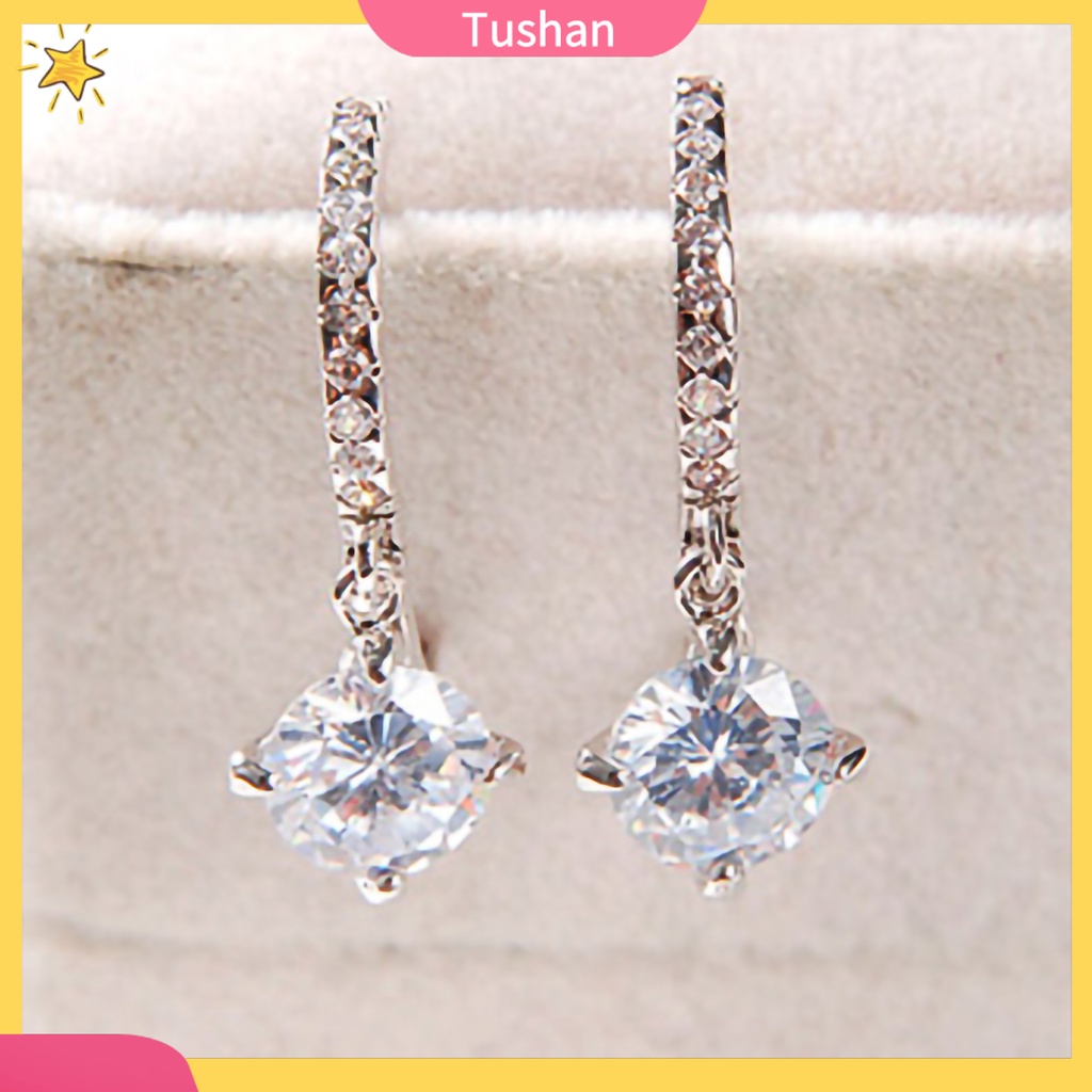 Bông tai đính pha lê lấp lánh thời trang sang trọng cho nữ