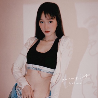 Áo croptop thun gân phối nút tay dài