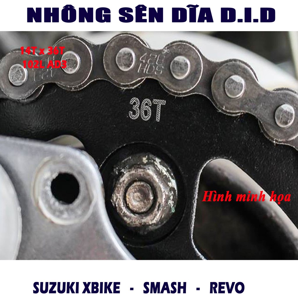 Nhông sên dĩa Suzuki XBike / Smash / ReVo - Sên Đen 9ly DID AD3 - Thái Lan