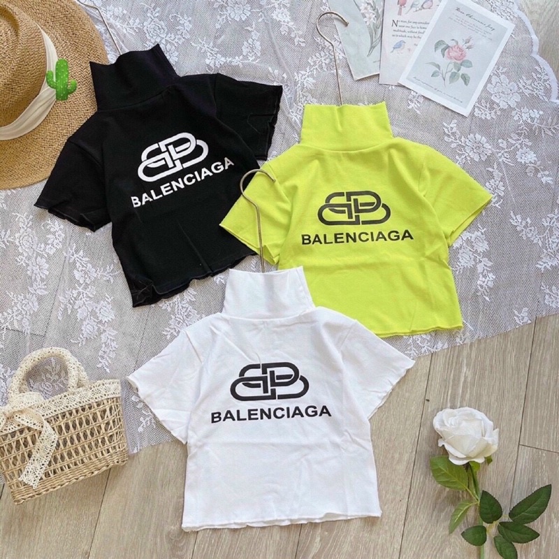 Áo thun borip ngắn tay, croptop cổ lọ thu đông p