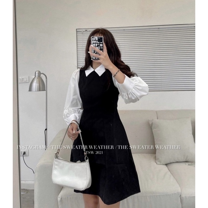 [HÀNG SẴN]VÁY-ĐẦM KAKI PHỐI SƠMI “FEDORA” SIÊU TIỂU THƯ