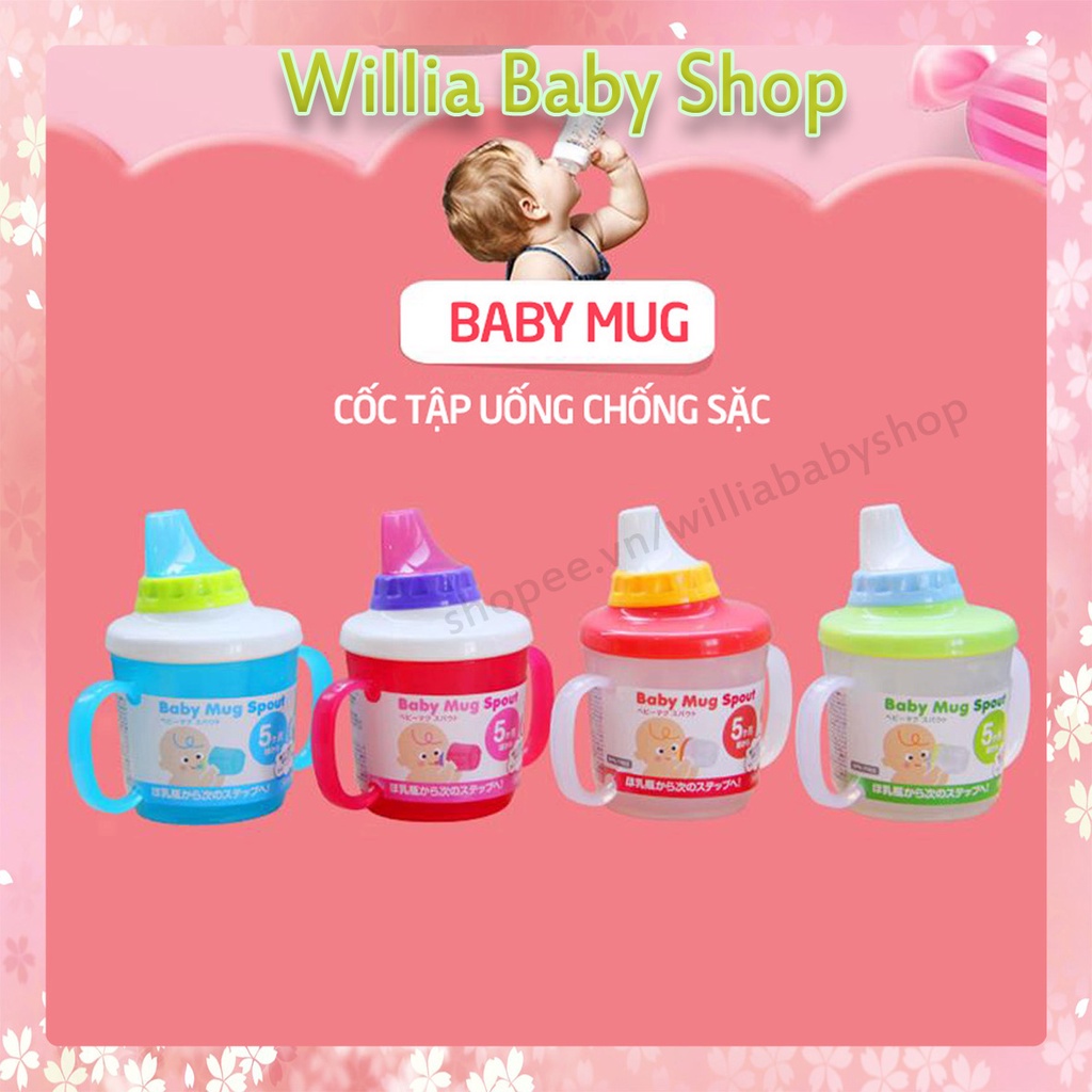 Bình Tập Uống Nước Cho Bé Inomata Willia Baby Shop, CHỐNG SẶC Có Tay Cầm Chịu Nhiệt, Bình Uống Nước Cho Bé 230Ml