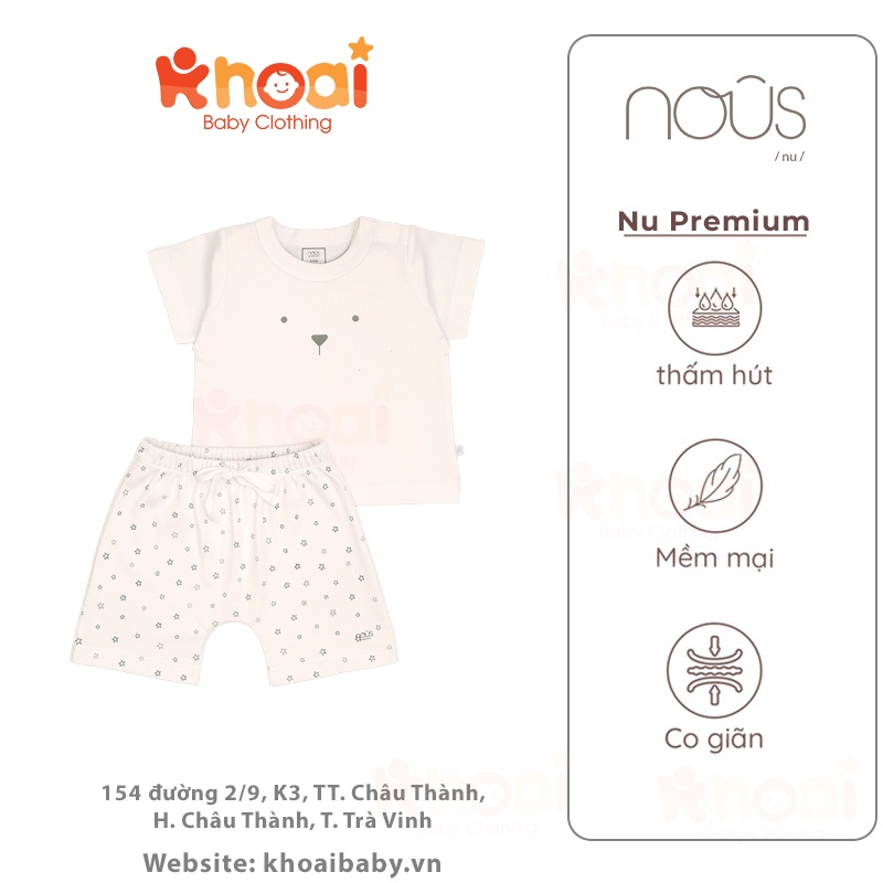 [Nous Premium] Set áo và quần short Nous trắng hình sao nhí - Chất liệu Nu Petit 95% cotton thiên nh