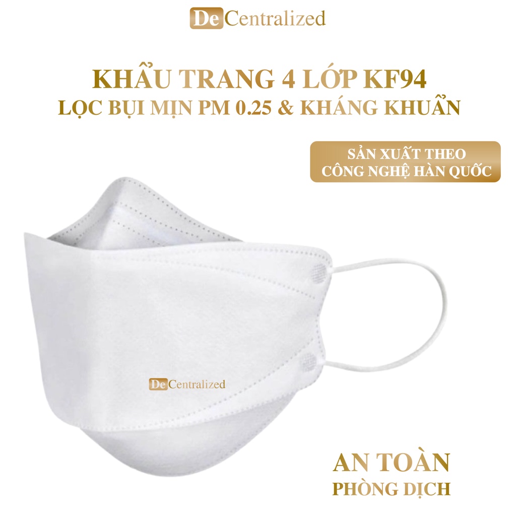 Khẩu Trang Y Tế 4 Lớp, Khẩu Trang KF94 Máy 4D Màu Trắng Kháng Khuẩn Chống Bụi Mịn Cao Cấp Công Nghệ Hàn Quốc