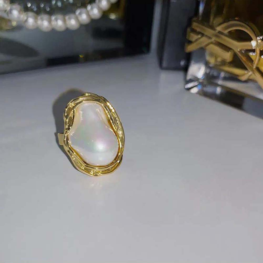 Nhẫn Đeo Tay Kim Loại Đính Ngọc Trai Giả Thanh Lịch Cho Nữ