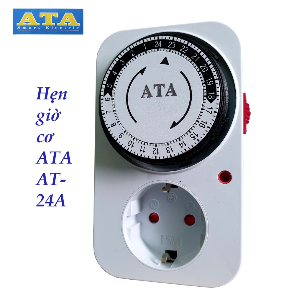 Công tắc ổ cắm hẹn giờ CƠ ATA AT24A - tắt mở tự động thiết bị điện