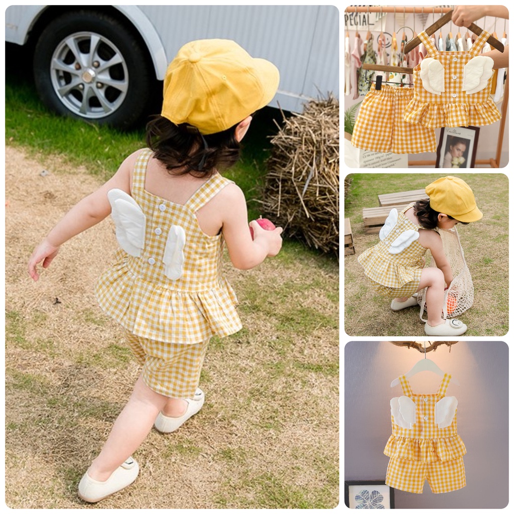 BV59 Size90-130(9-30kg) Set bộ bé gái ( Sơ mi Cánh thiên thần, vải mát) Thời trang trẻ Em hàng quảng châu