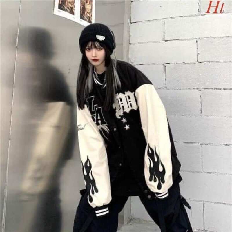 Áo khoác bomber cây dừa tay trắng HT12