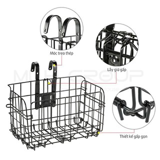 Giỏ Xe Đạp Gấp Gắn Trước Sau Cho Xe Đạp Gấp Gọn Tiện Dụng Chất Liệu Kim Loại Bền Bỉ MLH