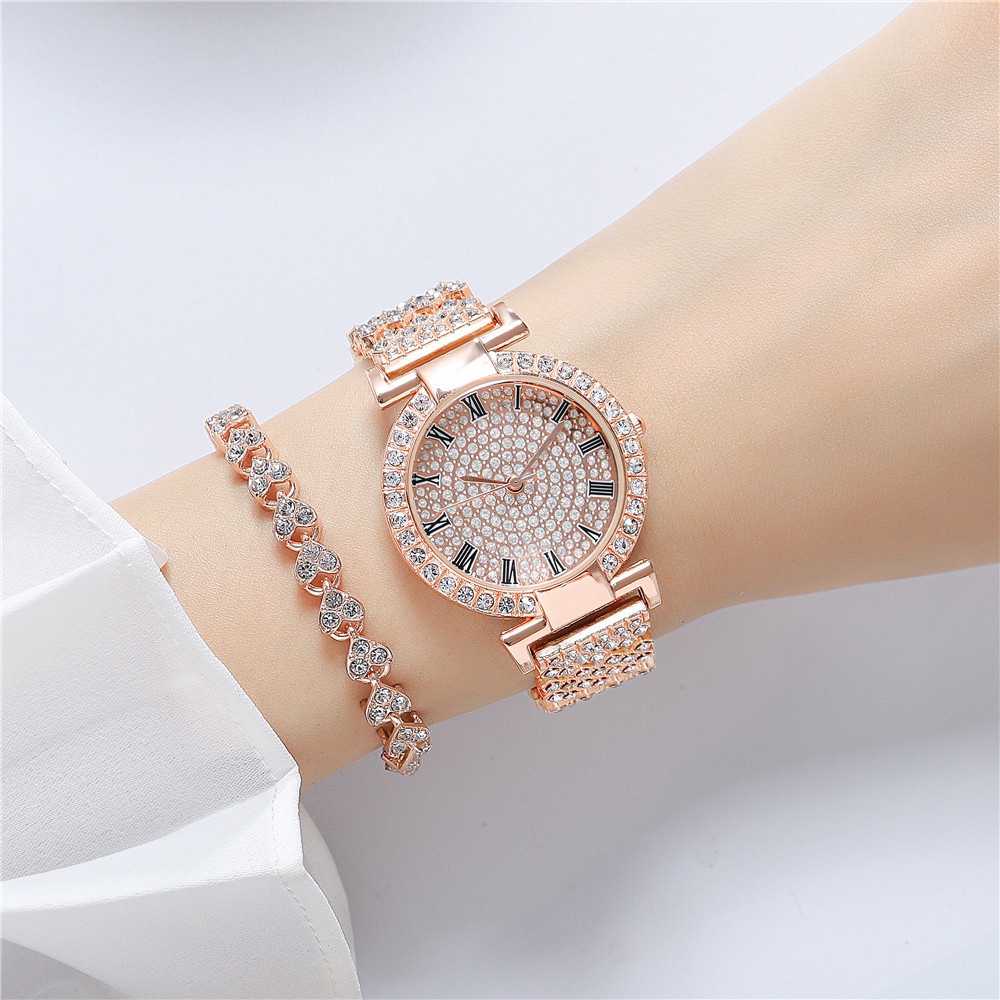 Đồng Hồ Quartz Nữ Đính Đá Dây Thép Không Gỉ Thời Trang