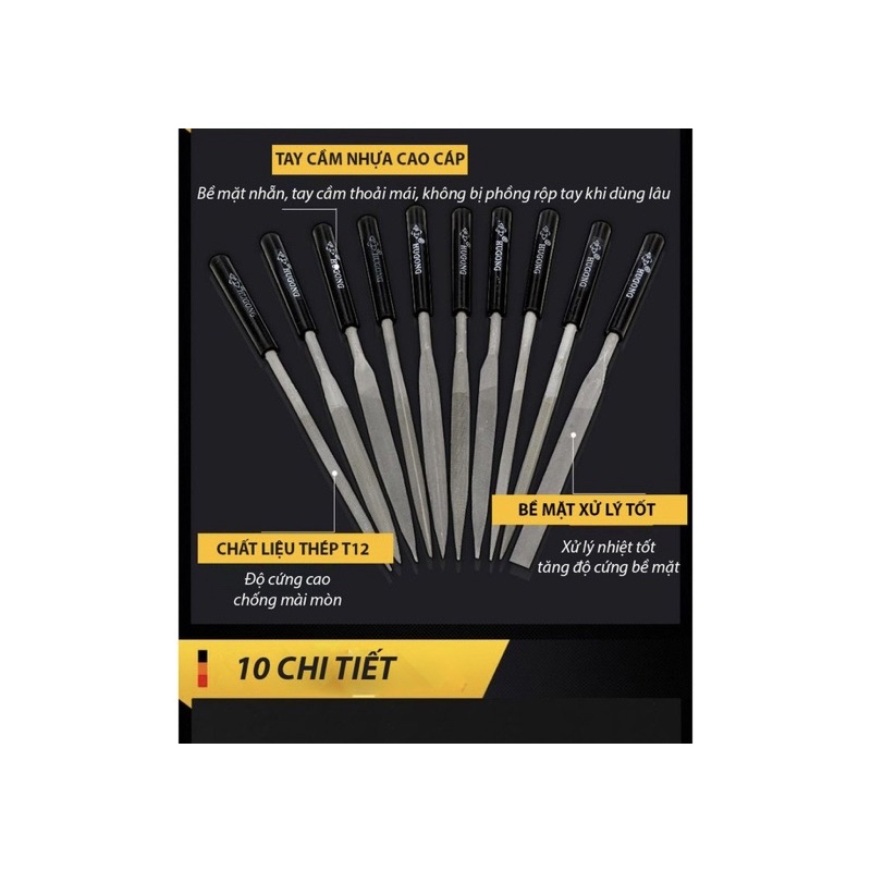 Bộ dũa mài kim loại đa năng 10 cây chính hãng Hugong