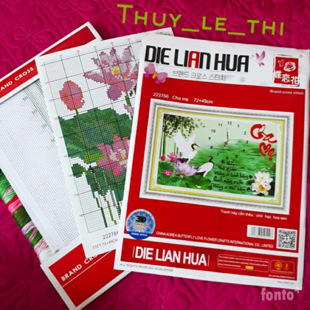 Tranh thêu chữ thập 3D - Đồng Hồ Chữ Cha Mẹ 222766 (72x49cm)