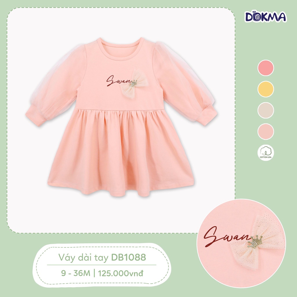 9-36M Váy dài tay bé gái Dokma DB1088