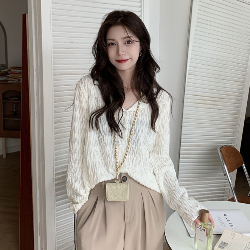 Áo sơ mi Xiaozhainv cho nữ tay dài xếp ly thời trang Hàn Quốc xinh xắn | BigBuy360 - bigbuy360.vn