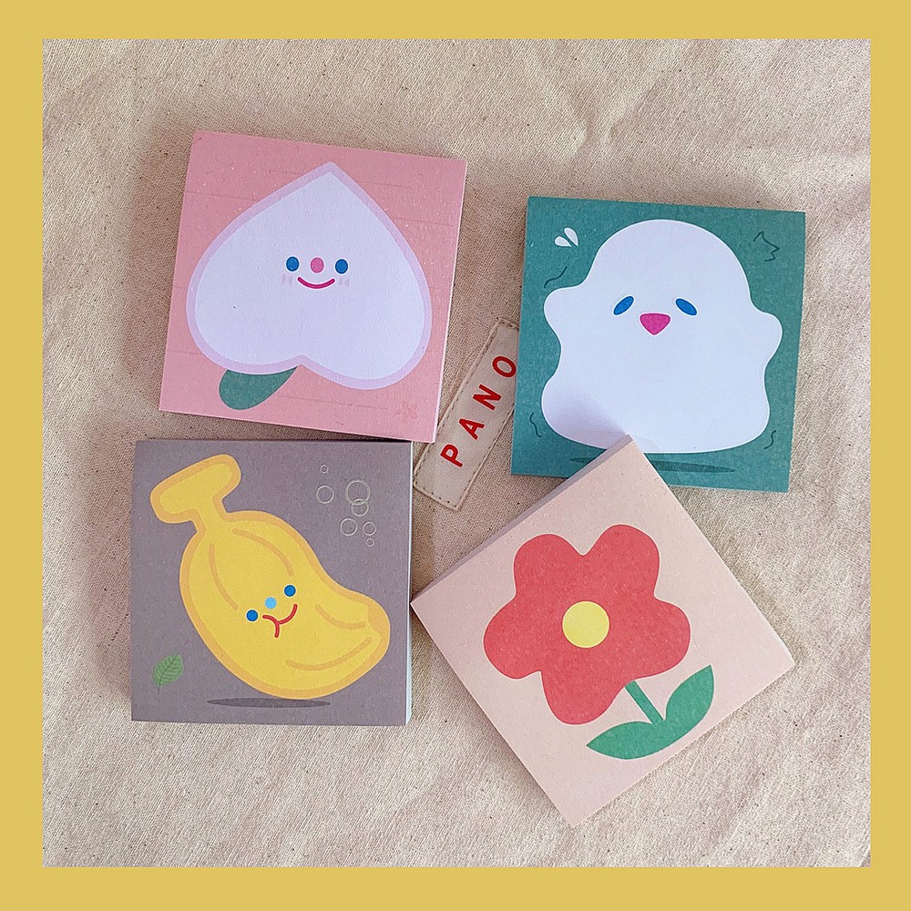 Giấy Ghi Chú Sticky Note Nhắc Nhở Họa Tiết Hoạt Hình Thỏ Cam Mặt Cười