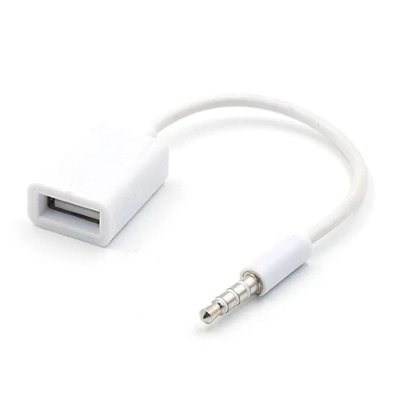 Dây Cáp Chuyển Đổi Cổng Aux Sang Cổng USB 3.5mm MP3 Màu Trắng Dành Cho Xe Hơi