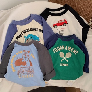 Mềm Áo Thun Raglan Tay Dài Họa Tiết Hoạt Hình Thời Trang Mùa Thu Phong Cách Hàn Quốc Cho Bé 2023