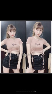 Áo croptop rút dây