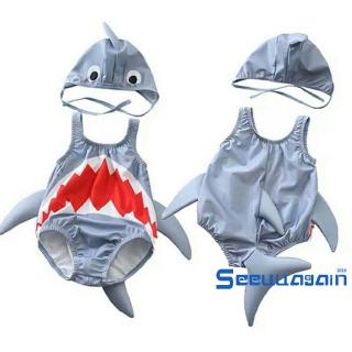 ❥☀✿See2pcs Tập Đi Bé Gái Bé Trai Đồ Bơi Cá Mập Trang Phục Đồ Bơi Bikini Bộ Đi Biển