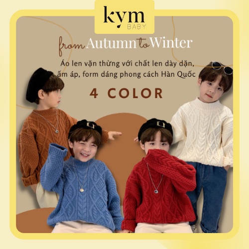 Áo len cao cấp vặn thừng dài tay dáng rộng sành điệu cho bé A573