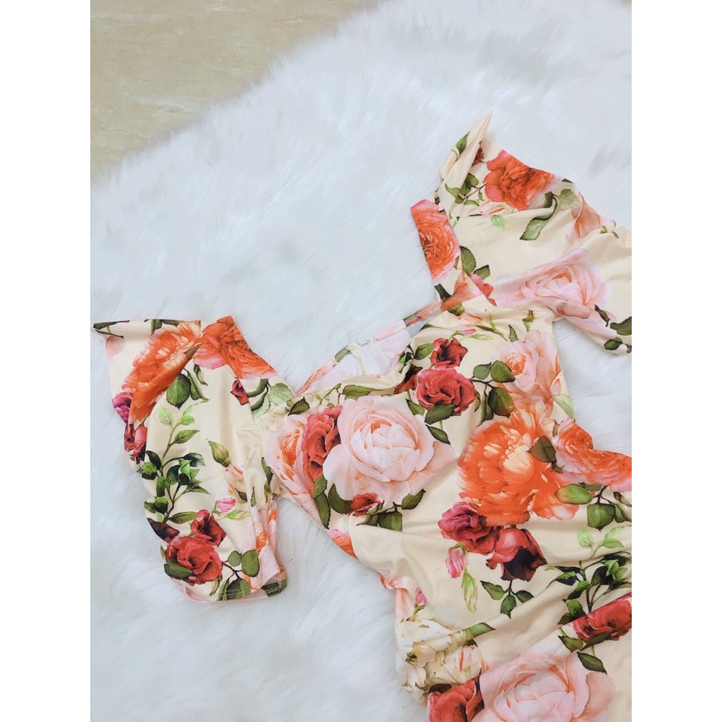 Đầm Body Nhún In Hoa 3D