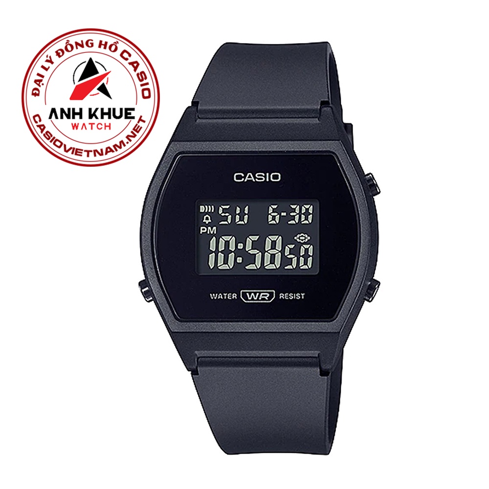 Đồng Hồ Nữ Casio Điện Tử LW-204-1B dây nhựa, vỏ mạ màu đen, chống nước WR50M