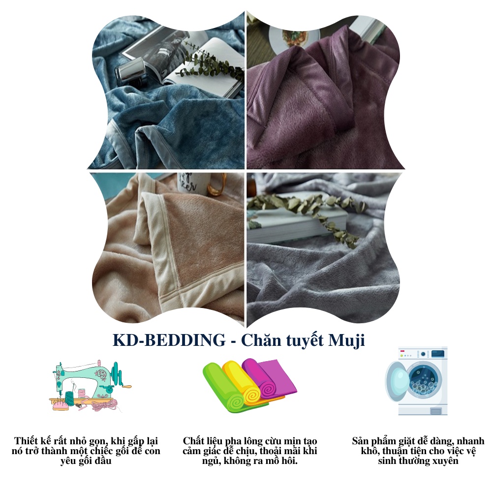 Chăn lông nhung tuyết Muji cao cấp xuất nhật. Chăn hè thu siêu mềm mại KD BEDDING kích thước 2m x 2m3