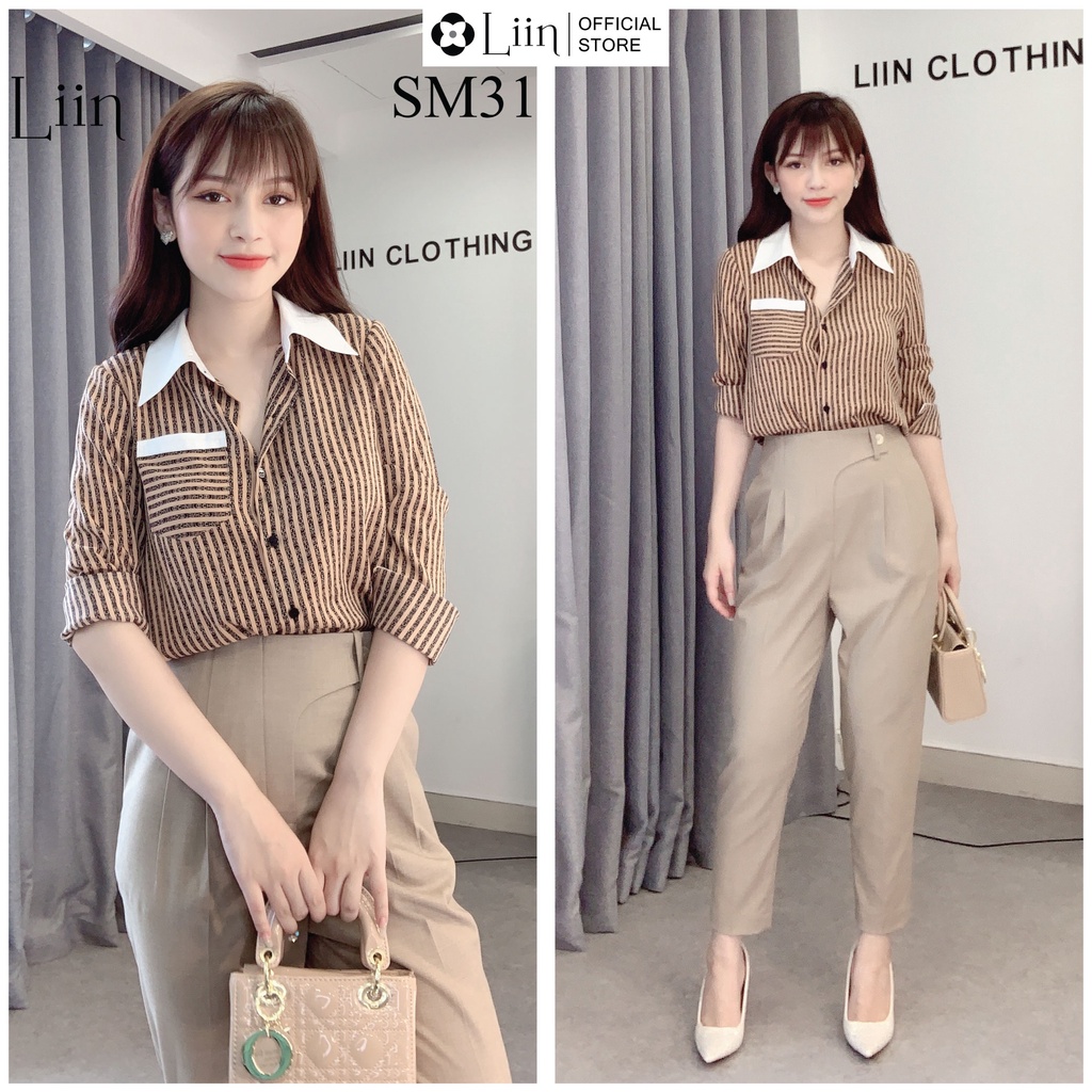 Quần baggy nữ màu Nâu Be Cạp Chéo form công sở tôn dáng Liin Clothing Q3444