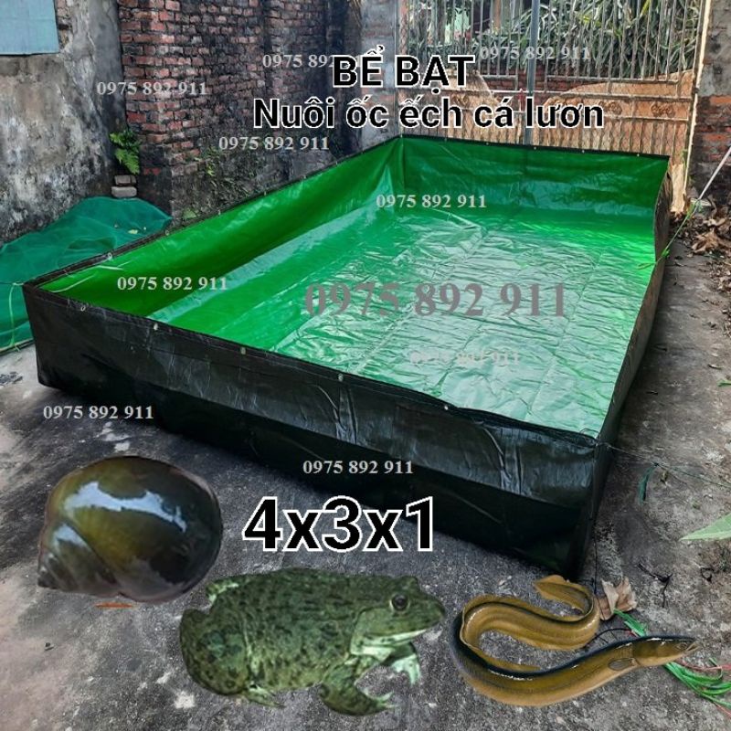 Bể bạt nuôi ốc ếch cá lươn chạch 4x3x1 - xanh bộ hà quốc
