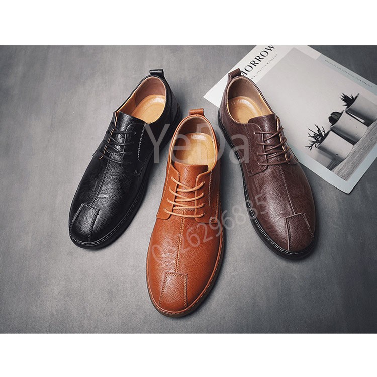 Giày lười - giày đậu Hà Lan nam phong cách Nhật Bản mũi tròn không  dây - Mã 6006