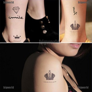 (Hàng Mới Về) Miếng Dán Hình Xăm Tạm Thời Không Thấm Nước Thiết Kế Hình Vương Miện Độc Đáo