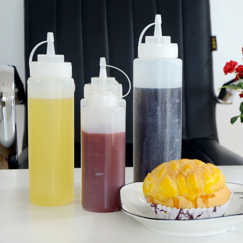 Bình Nhựa Đựng Tương, Sirup, Nước Sốt - Nhiều Dung Tích - Có Vạch Chia - THE GARDEN
