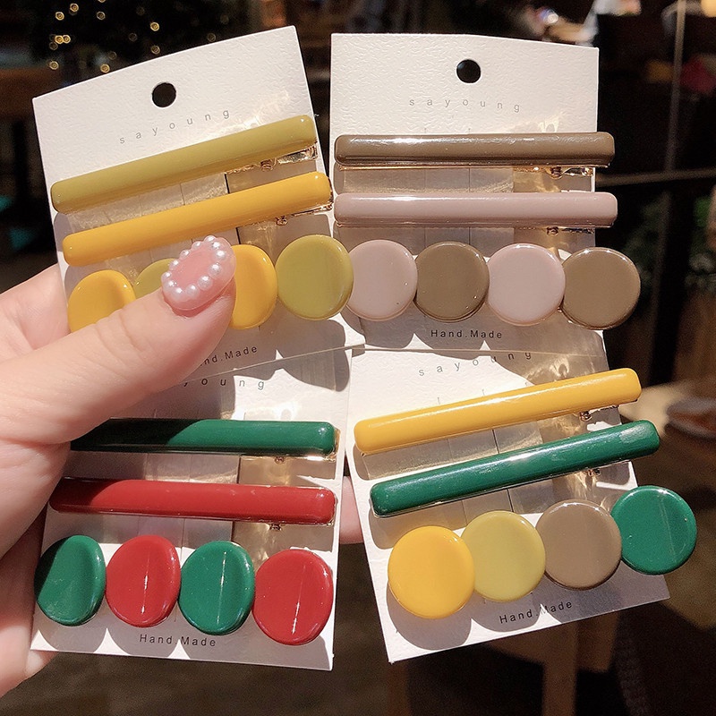 Kẹp Tóc Hình Hạt Đậu Tròn Nhiều Màu Sắc Đơn Giản Thời Trang 2022 Cho Nữ