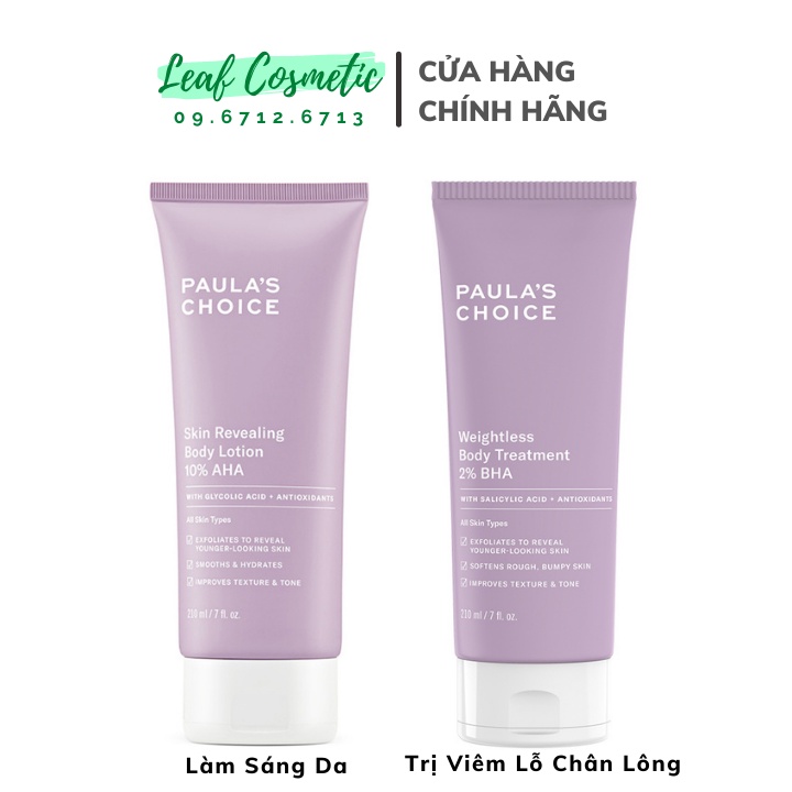 Kem dưỡng thể ngừa viêm lỗ chân lông Paula’s Choice Body Treatment WITH 2% BHA - Kem làm sáng da Body Lotion 10% AHA