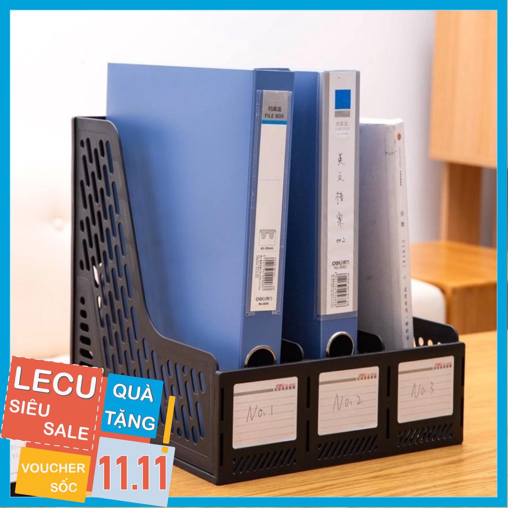 Giá Đựng Tài Liệu 3 Ngăn Deli Cao Cấp - File Lưu Trữ Đồ Dùng Văn Phòng - Chất Liệu Siêu Bền - Để Bàn Làm Việc - E9845