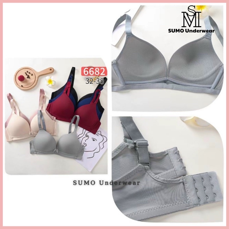 Áo lót nữ trơn, mút mỏng, không gọng, thiết kế phom quả to ôm ngực. Cúp B dành cho người ngực to. 6682.Ảnh và video thật