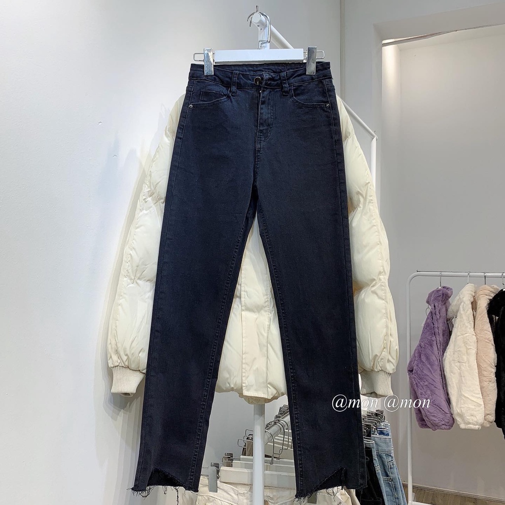 2101447 Quần jeans ulzzang dáng ống vừa form đứng màu xám đen trơn có size | BigBuy360 - bigbuy360.vn