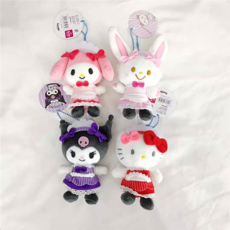 2021New Kuromi My Melody Maid Dress Plush Pendant Stuffed Doll Cartoon Keychain 4.7inch