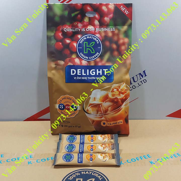 Cà phê sữa K Delight Phúc Sinh 612g (36 gói * 17g) Instant Coffee 3 in 1