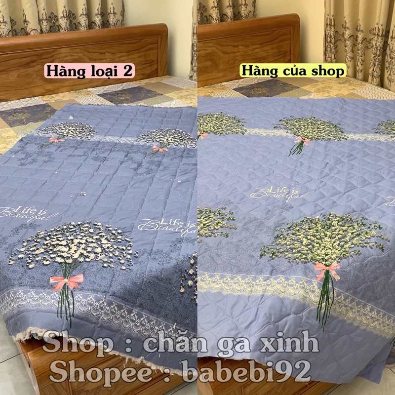 Bộ chăn ga và vỏ gối hè thu gọn nhẹ , Mền Ga Gối Poly cotton chần bông 3 lớp | BigBuy360 - bigbuy360.vn