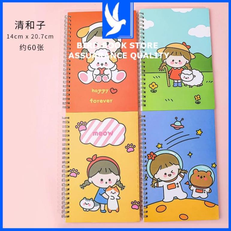 Sổ lò xo A5 nhiều hình kute 𝑭𝒓𝒆𝒆𝒔𝒉𝒊𝒑 Sổ tay ghi chép 60 tờ Birdbook