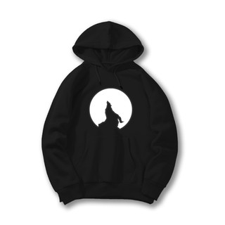 Aó khoác nỉ Hoodie phản quang Sói mặt trăng, Áo khoác nỉ nam nữ họa tiết hình cá tính - KN30