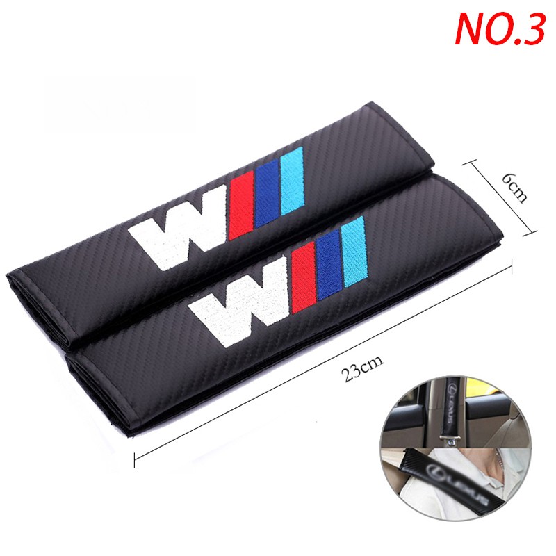 BMW M Power Carbon Fiber Car Seat Neck Headrest Safety Belt Pad Cover Shoulder Pad Gap Leak-Proof Slit Plug Sun Visor CD Clip Catcher Box Car Steering Wheel Cover