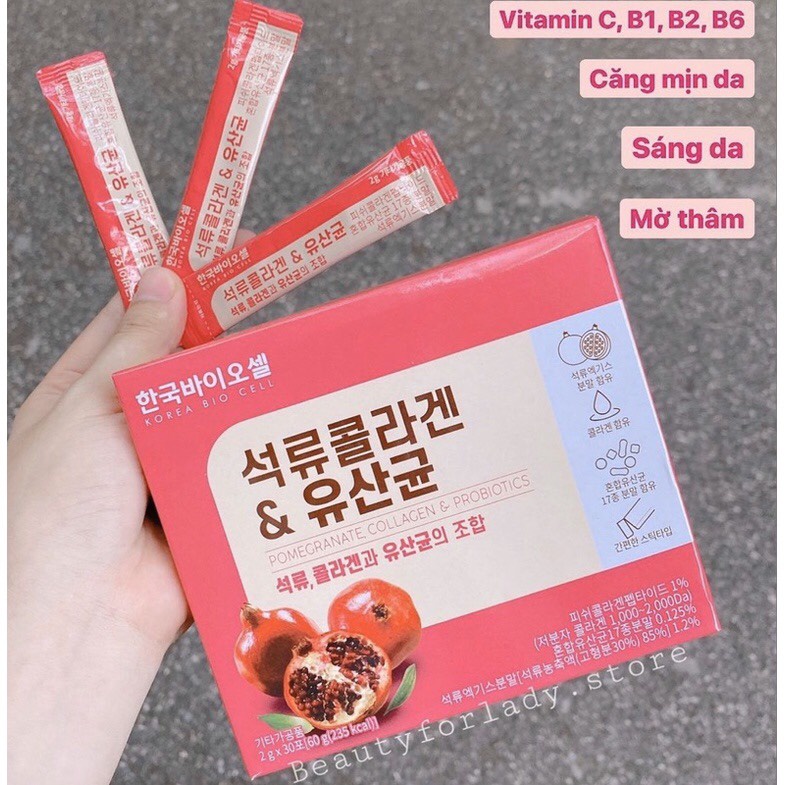 [Made in Korea] Set 10 Gói Bột Collagen Uống Lựu Đỏ Bio Cell Hàn Quốc Chính Hãng